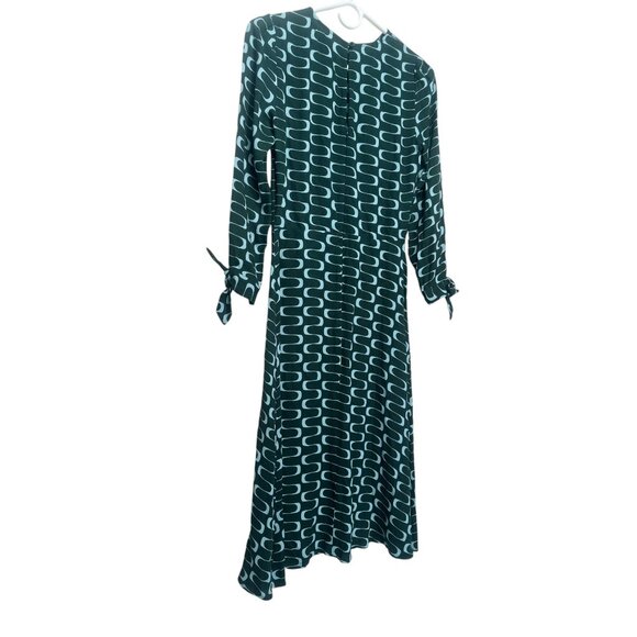 Reformation Port Retro Midi Dress XS 2 Green Preppy Y2K Psychedelic 70s Classic - Picture 16 of 16